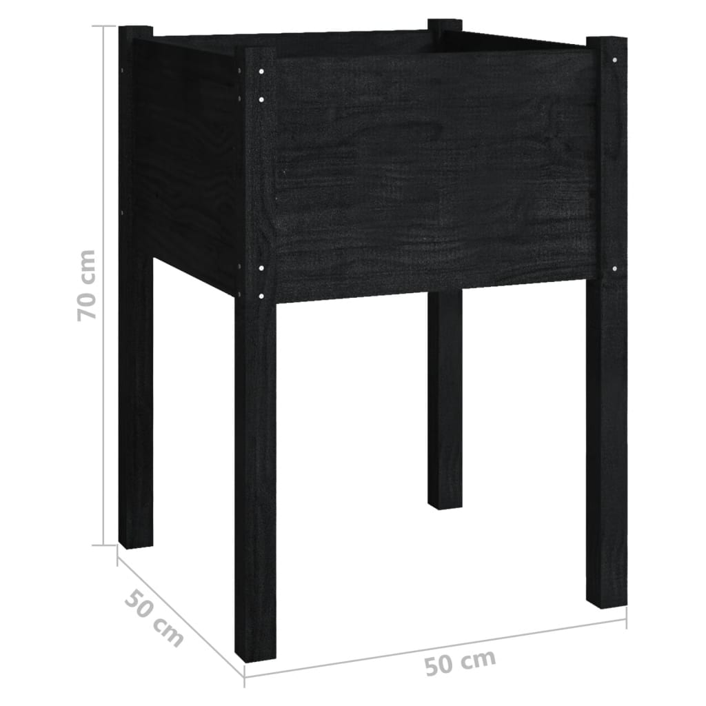 Plantenbakken 2 St 50X50X70 Cm Massief Grenenhout Zwart