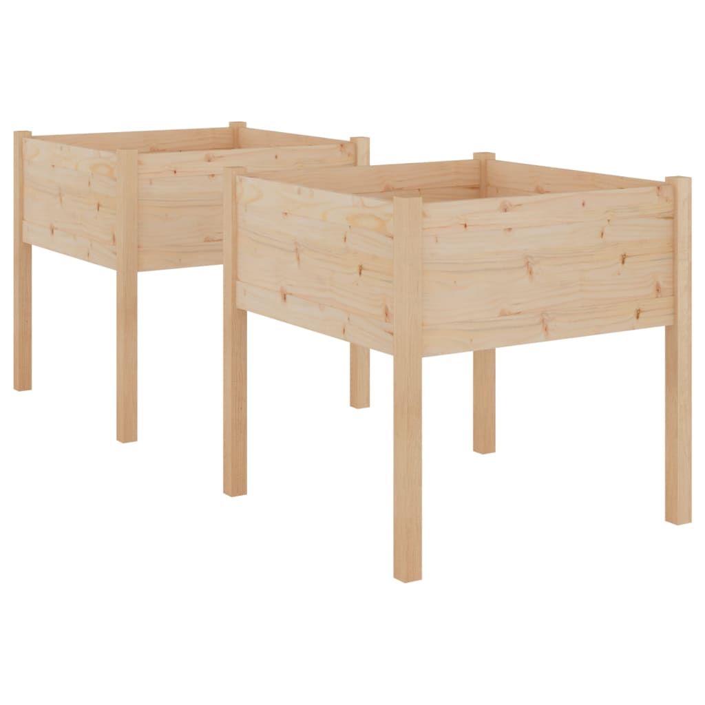 Plantenbakken 2 St 70X70X70 Cm Massief Grenenhout