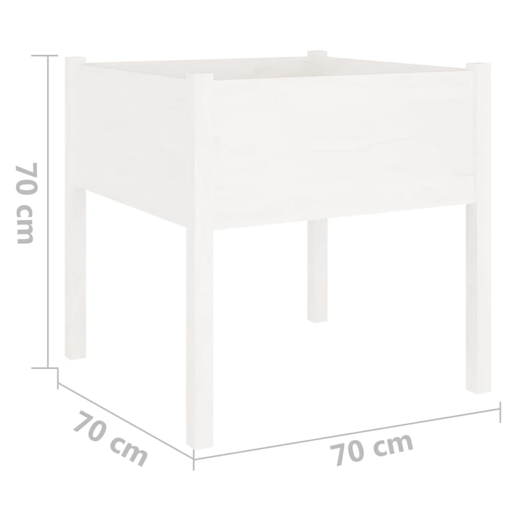 Plantenbak 70X70X70 Cm Massief Grenenhout Wit