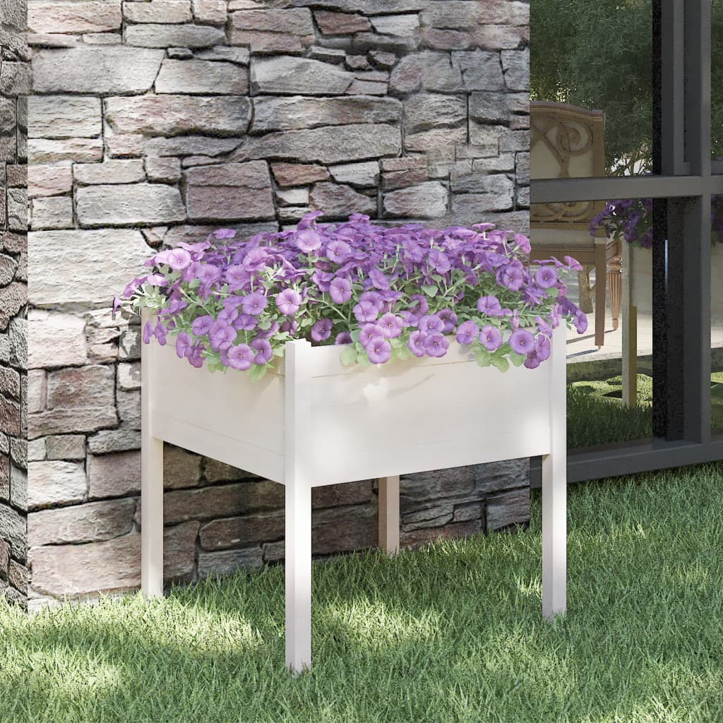 Plantenbak 70X70X70 Cm Massief Grenenhout Wit