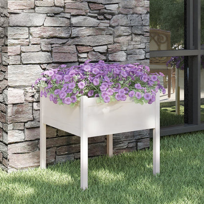 Plantenbak 70X70X70 Cm Massief Grenenhout Wit