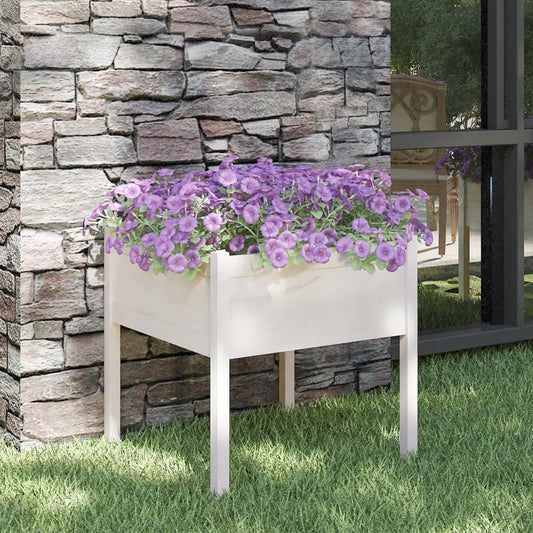 Plantenbak 70X70X70 Cm Massief Grenenhout Wit