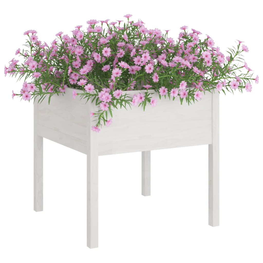 Plantenbakken 2 St 70X70X70 Cm Massief Grenenhout Wit