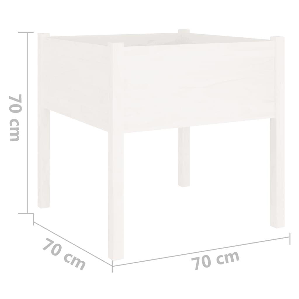 Plantenbakken 2 St 70X70X70 Cm Massief Grenenhout Wit