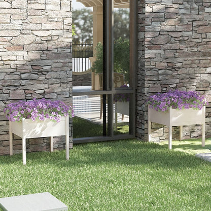 Plantenbakken 2 St 70X70X70 Cm Massief Grenenhout Wit