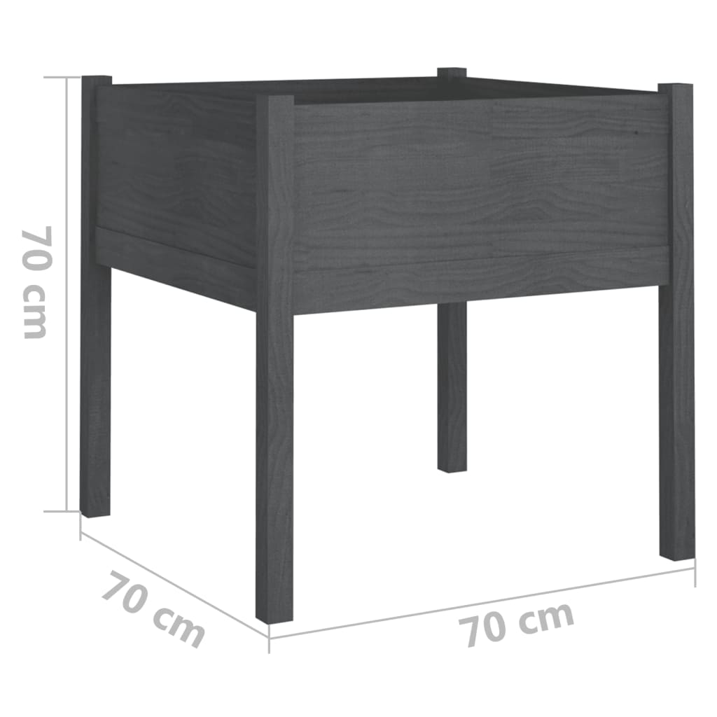 Plantenbak 70X70X70 Cm Massief Grenenhout Grijs