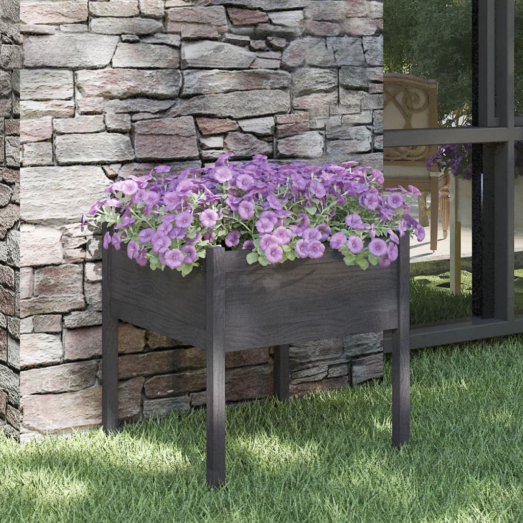 Plantenbak 70X70X70 Cm Massief Grenenhout Grijs