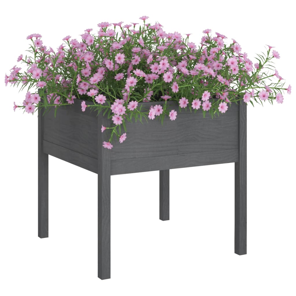 Plantenbakken 2 St 70X70X70 Cm Massief Grenenhout Grijs