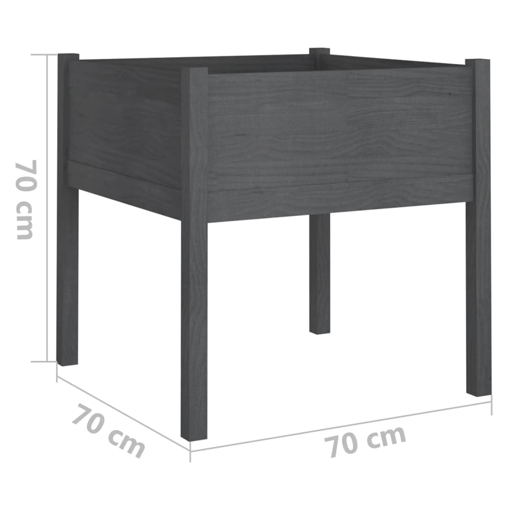 Plantenbakken 2 St 70X70X70 Cm Massief Grenenhout Grijs