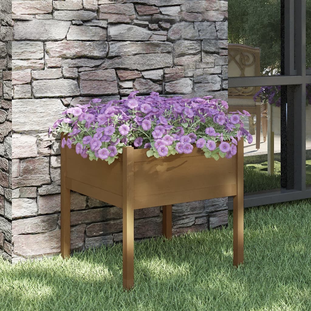 Plantenbak 70X70X70 Cm Massief Grenenhout Honingbruin