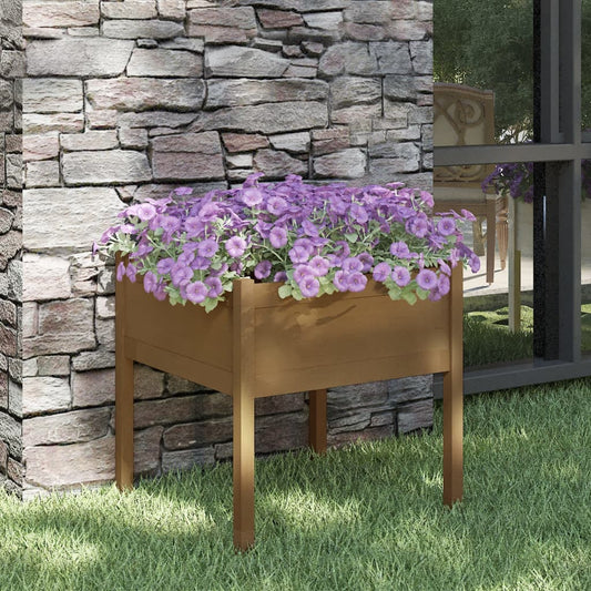 Plantenbak 70X70X70 Cm Massief Grenenhout Honingbruin