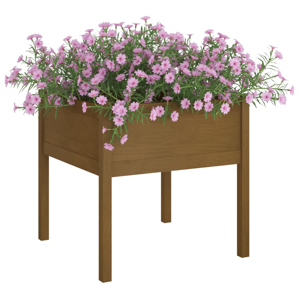 Plantenbakken 2 St 70X70X70 Cm Massief Grenenhout Honingbruin