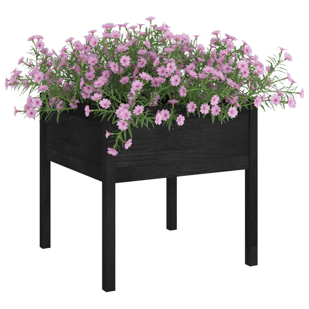 Plantenbak 70X70X70 Cm Massief Grenenhout Zwart