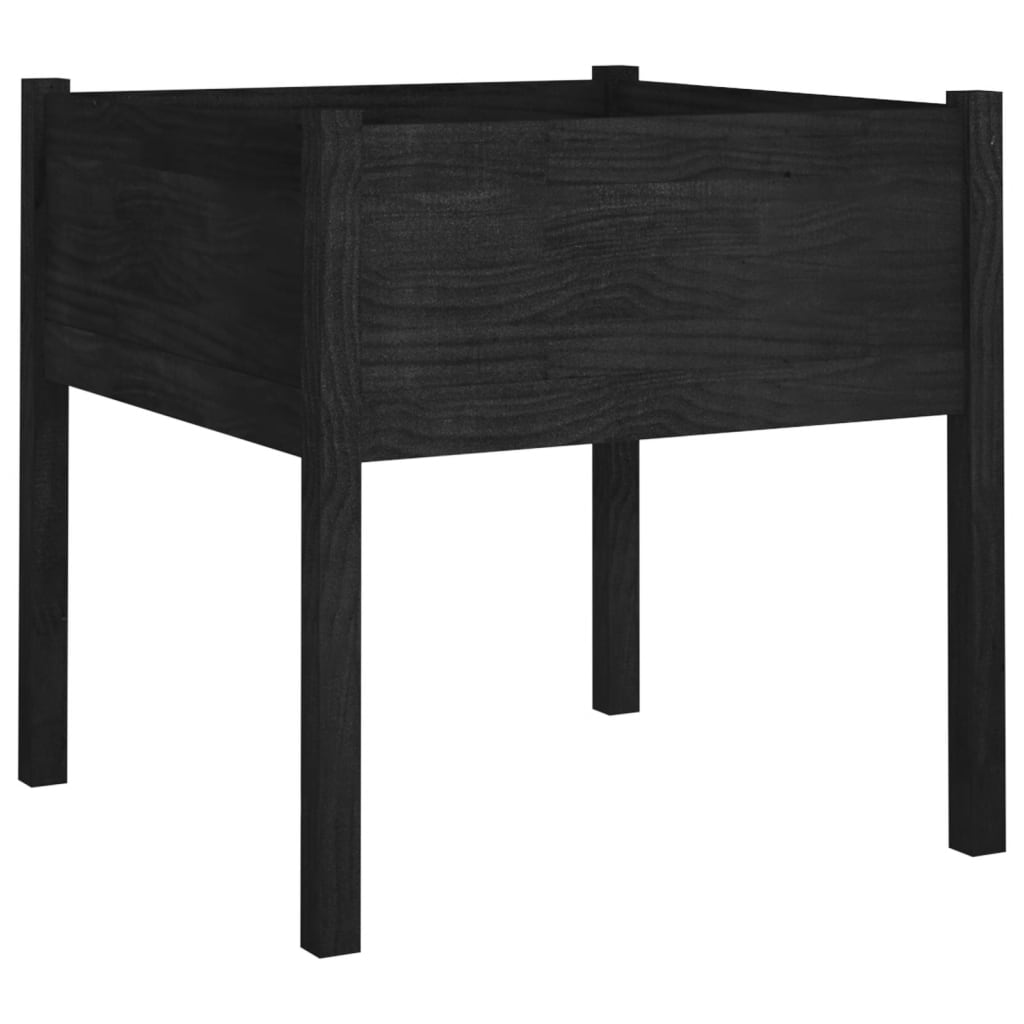Plantenbakken 2 St 70X70X70 Cm Massief Grenenhout Zwart