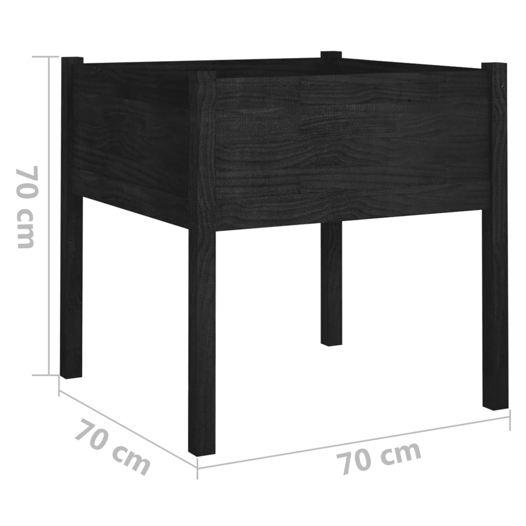 Plantenbakken 2 St 70X70X70 Cm Massief Grenenhout Zwart