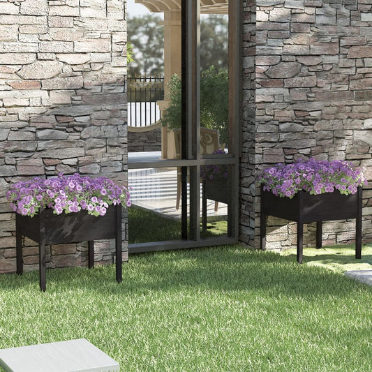 Plantenbakken 2 St 70X70X70 Cm Massief Grenenhout Zwart