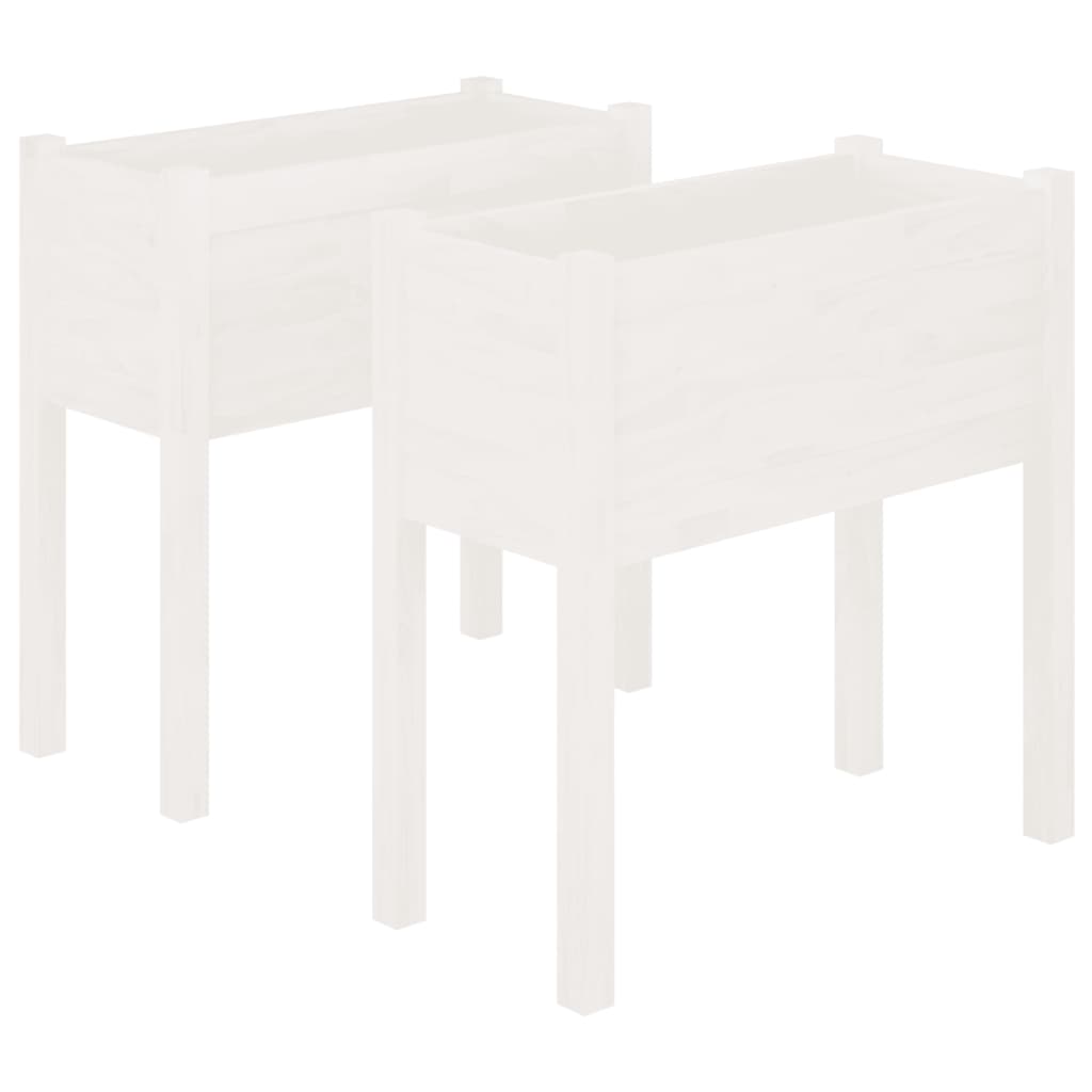 Plantenbakken 2 St 70X31X70 Cm Massief Grenenhout Wit