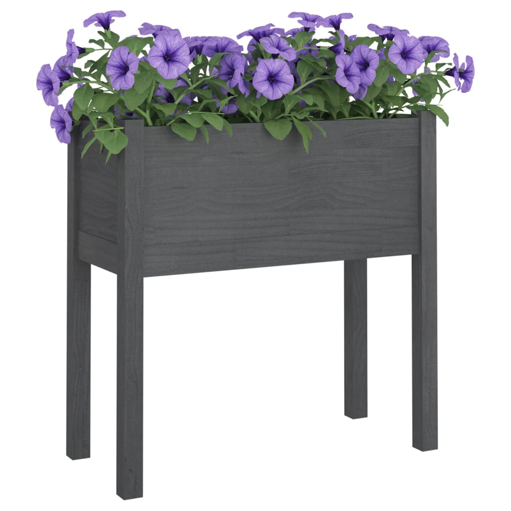 Plantenbak 70X31X70 Cm Massief Grenenhout Grijs