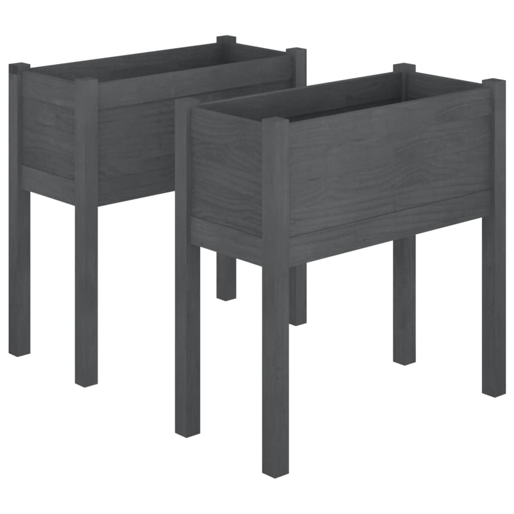 Plantenbakken 2 St 70X31X70 Cm Massief Grenenhout Grijs