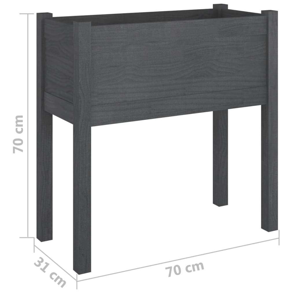 Plantenbakken 2 St 70X31X70 Cm Massief Grenenhout Grijs