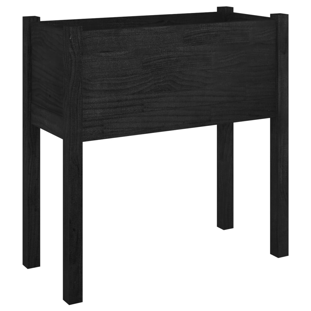 Plantenbakken 2 St 70X31X70 Cm Massief Grenenhout Zwart