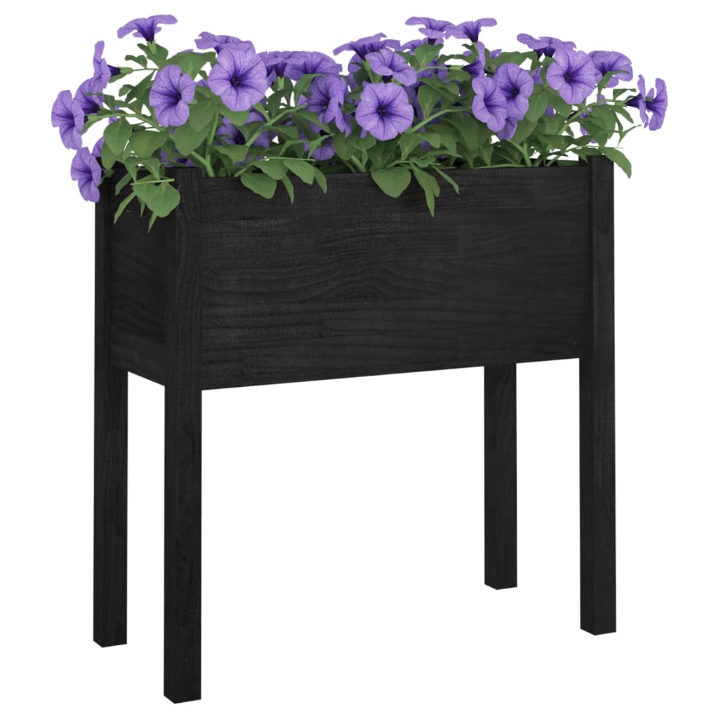 Plantenbakken 2 St 70X31X70 Cm Massief Grenenhout Zwart