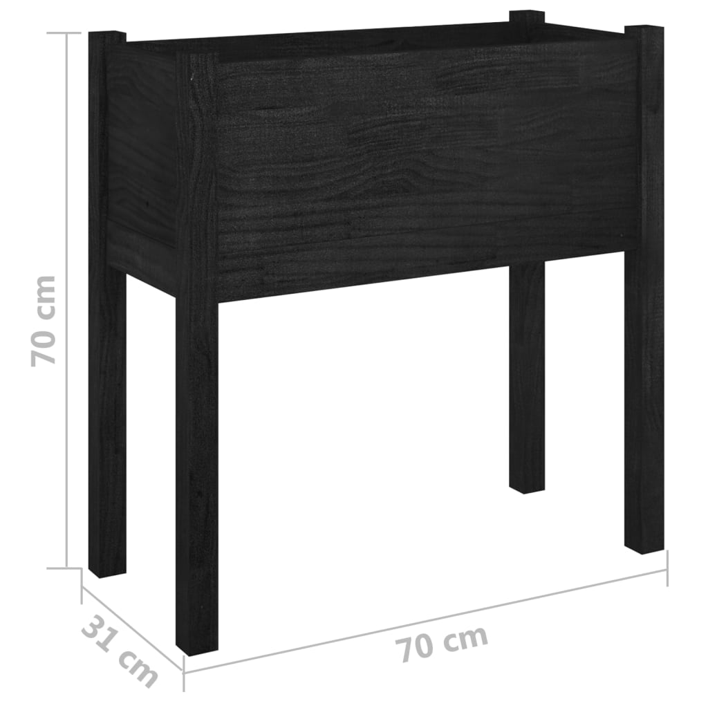 Plantenbakken 2 St 70X31X70 Cm Massief Grenenhout Zwart