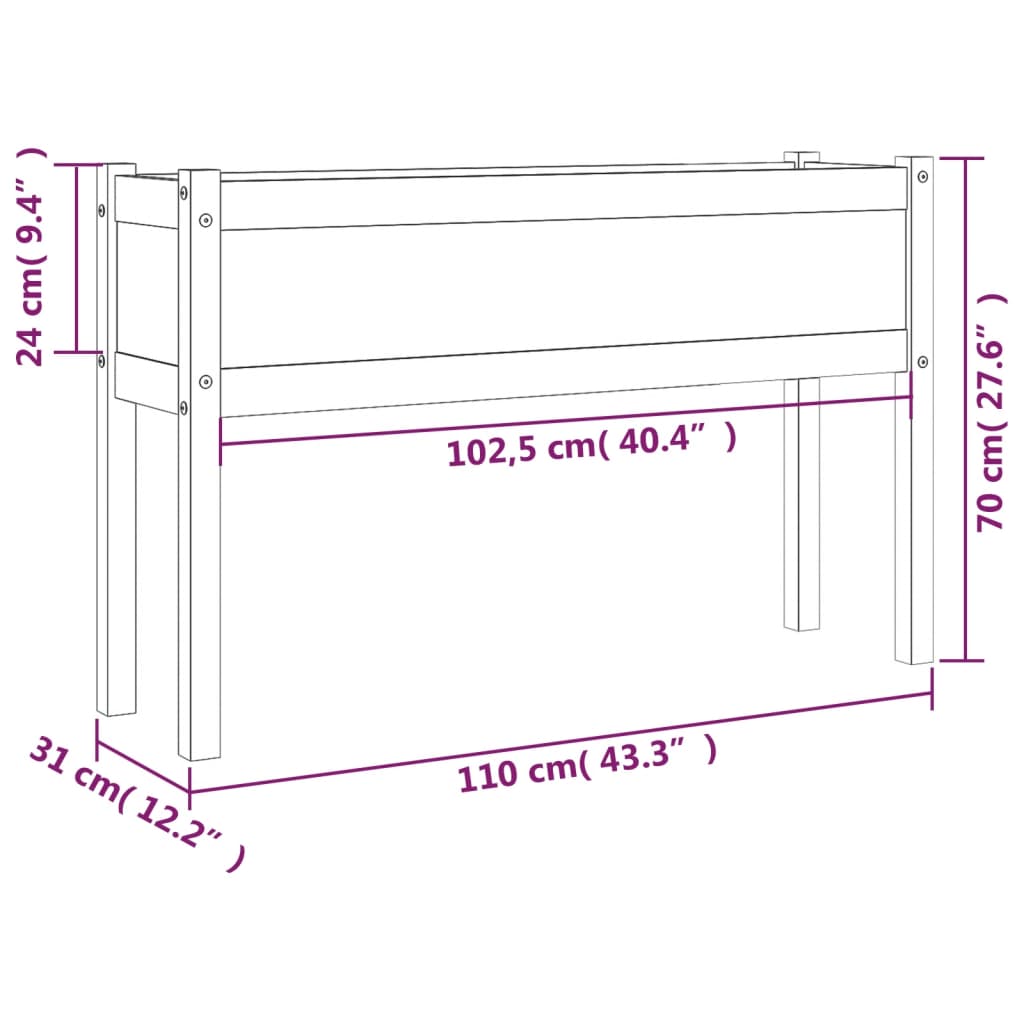 Plantenbak 110X31X70 Cm Massief Grenenhout