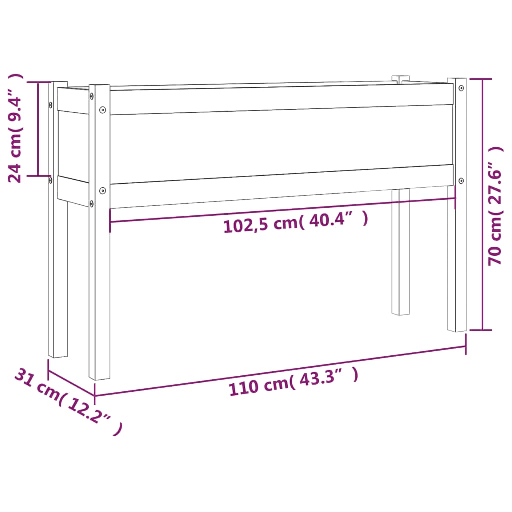 Plantenbakken 2 St 110X31X70 Cm Massief Grenenhout