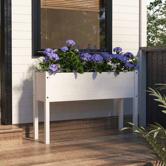 Plantenbak 110X31X70 Cm Massief Grenenhout Wit