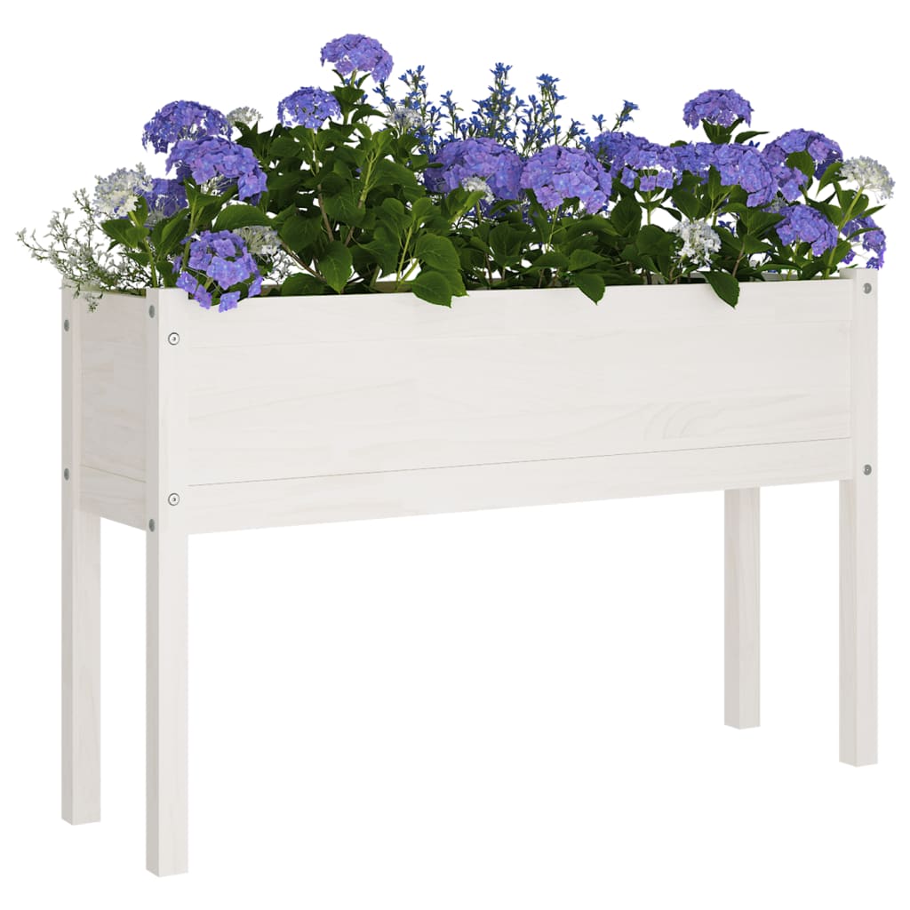 Plantenbakken 2 St 110X31X70 Cm Massief Grenenhout Wit