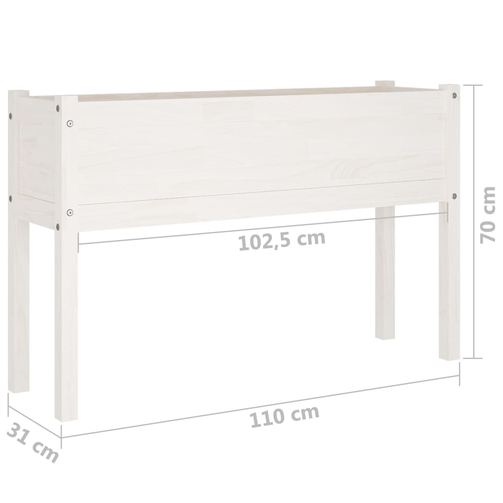 Plantenbakken 2 St 110X31X70 Cm Massief Grenenhout Wit