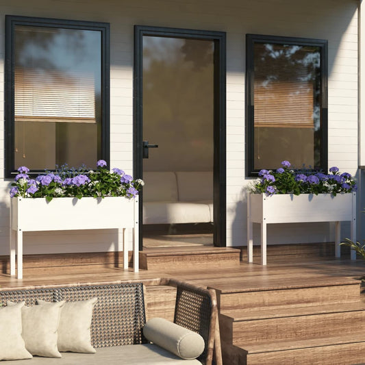 Plantenbakken 2 St 110X31X70 Cm Massief Grenenhout Wit