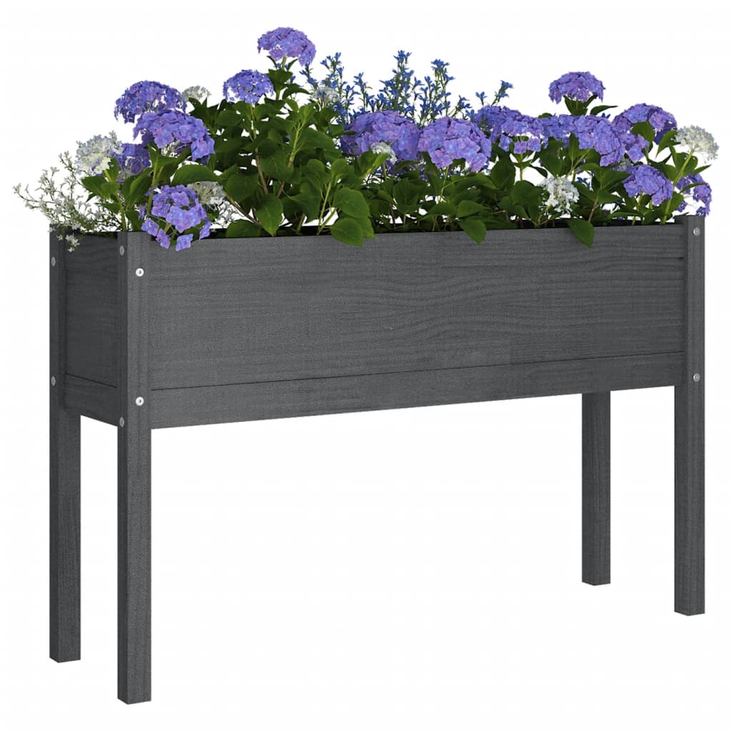 Plantenbak 110X31X70 Cm Massief Grenenhout Grijs