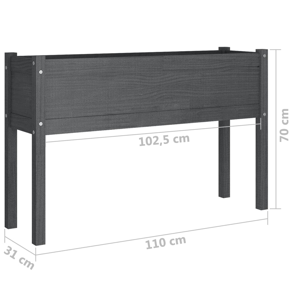 Plantenbak 110X31X70 Cm Massief Grenenhout Grijs