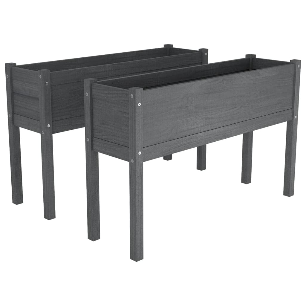Plantenbakken 2 St 110X31X70 Cm Massief Grenenhout Grijs