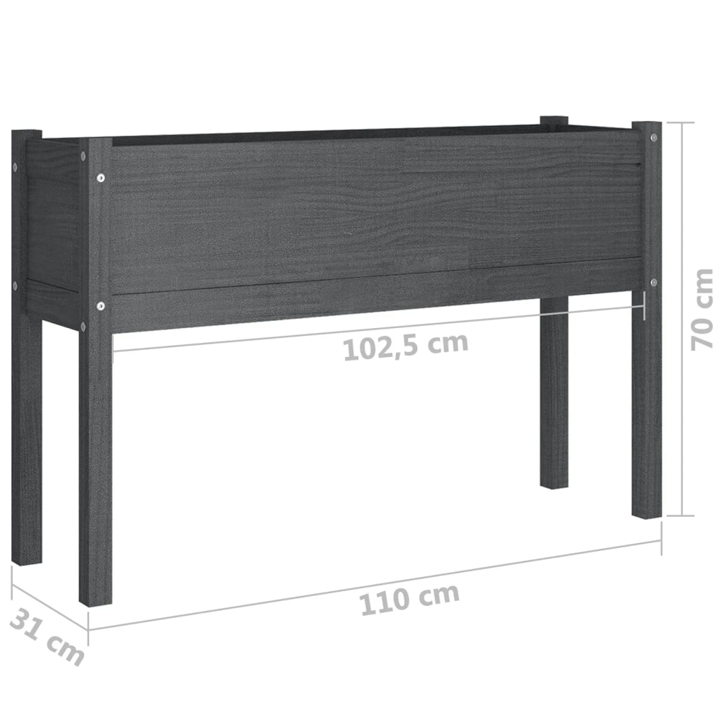 Plantenbakken 2 St 110X31X70 Cm Massief Grenenhout Grijs