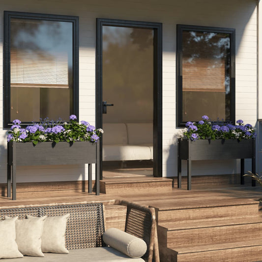 Plantenbakken 2 St 110X31X70 Cm Massief Grenenhout Grijs