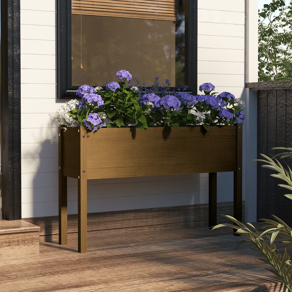 Plantenbak 110X31X70 Cm Massief Grenenhout Honingbruin