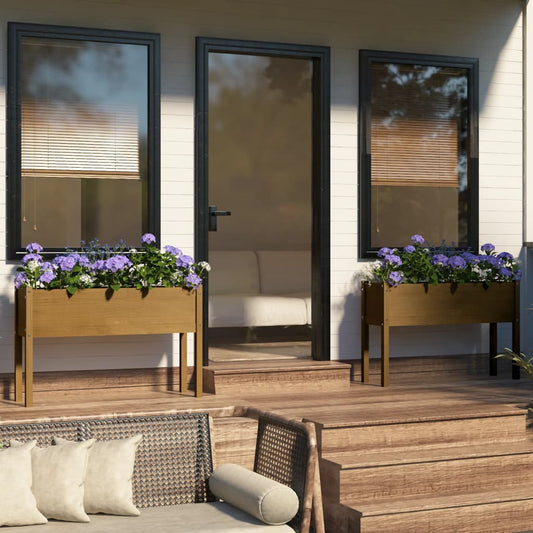 Plantenbakken 2 St 110X31X70 Cm Massief Grenenhout Honingbruin