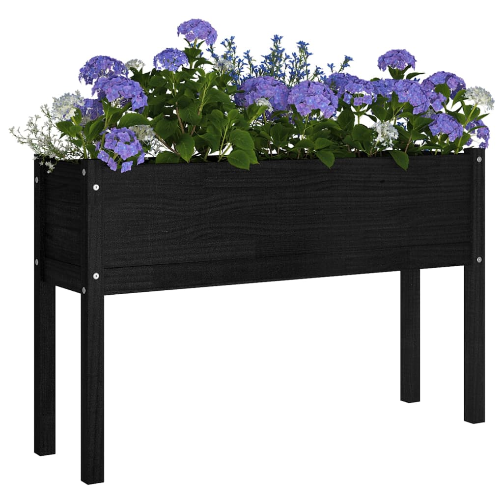 Plantenbak 110X31X70 Cm Massief Grenenhout Zwart