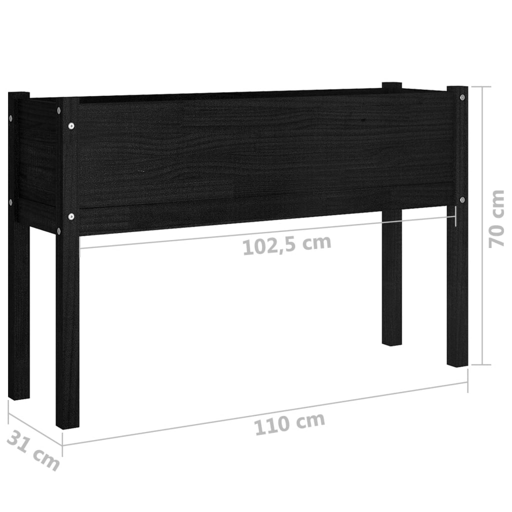 Plantenbak 110X31X70 Cm Massief Grenenhout Zwart