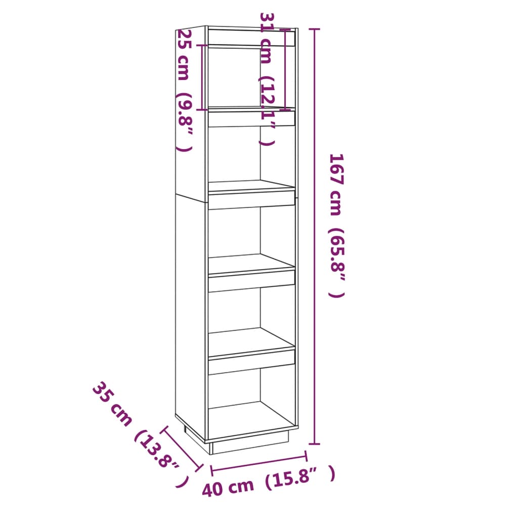 Boekenkast/Kamerscherm 40X35X167 Cm Massief Grenenhout Wit