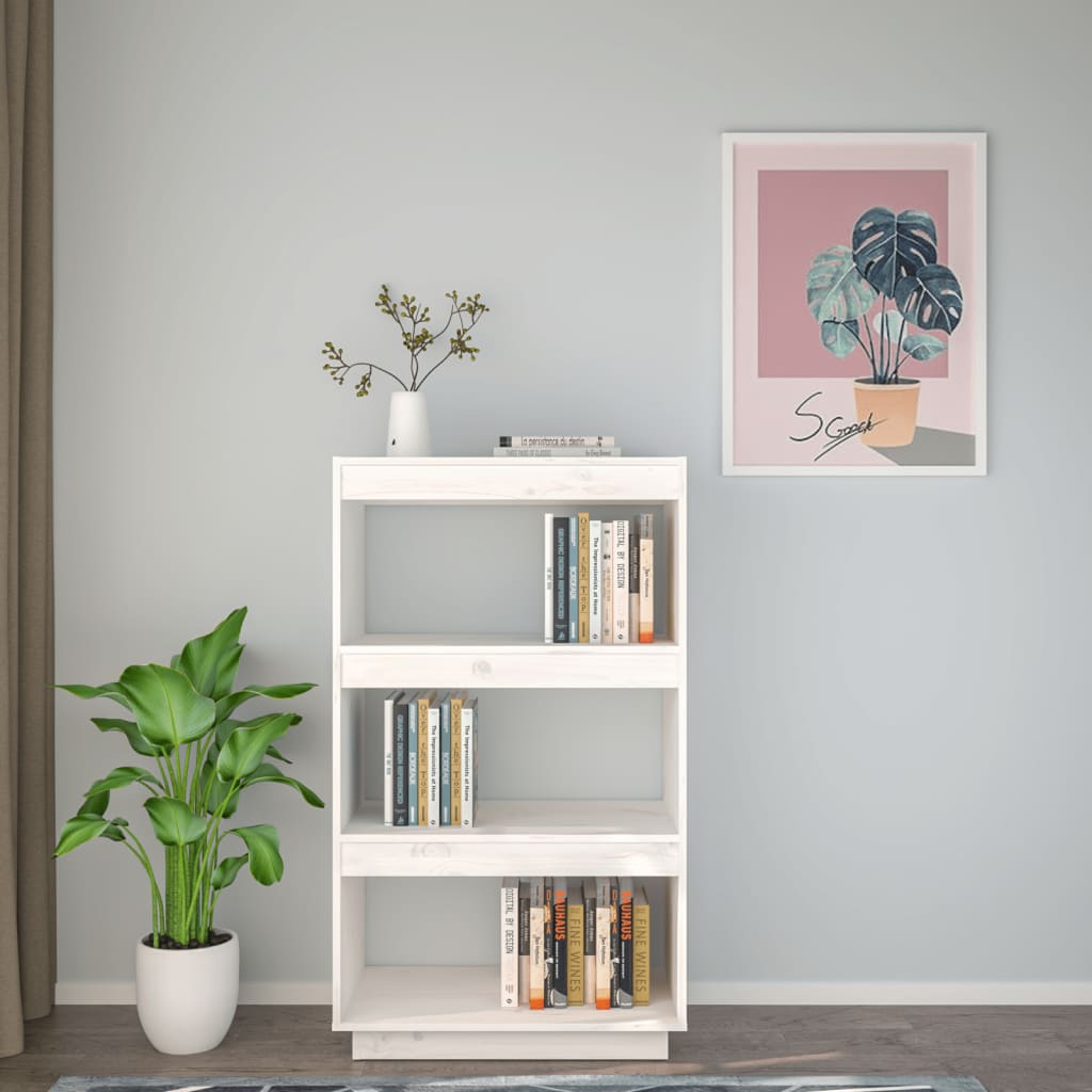 Boekenkast/Kamerscherm 60X35X103 Cm Massief Grenenhout Wit