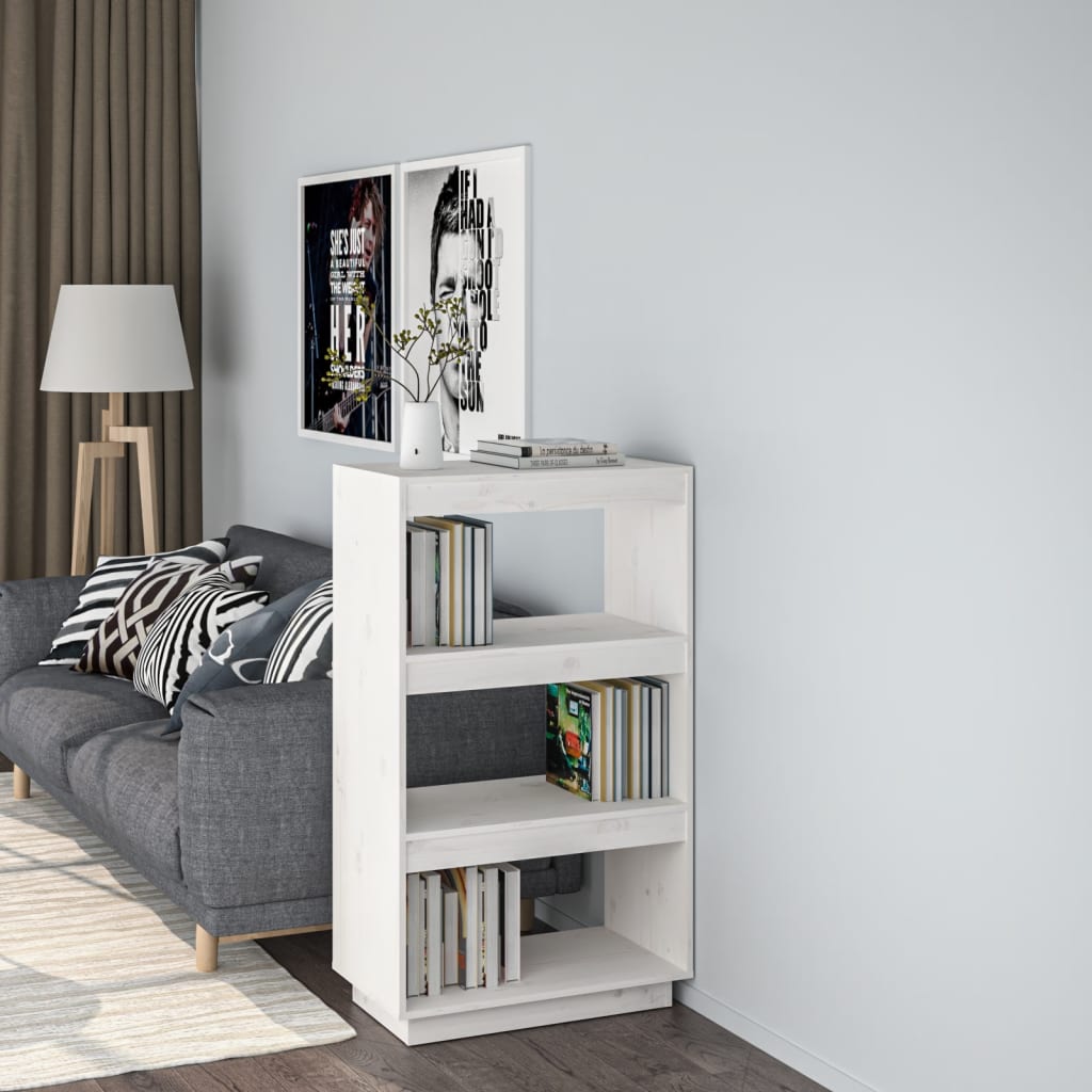 Boekenkast/Kamerscherm 60X35X103 Cm Massief Grenenhout Wit