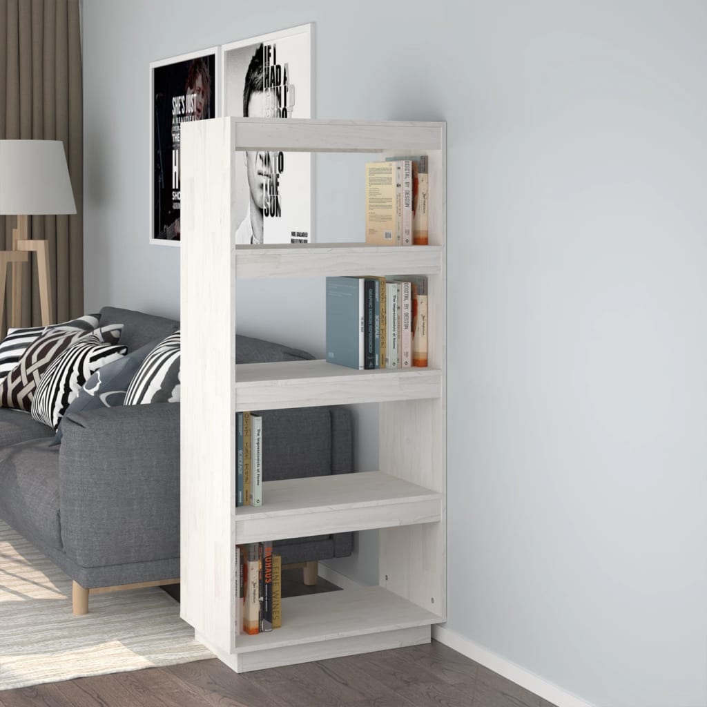 Boekenkast/Kamerscherm 60X35X135 Cm Massief Grenenhout Wit