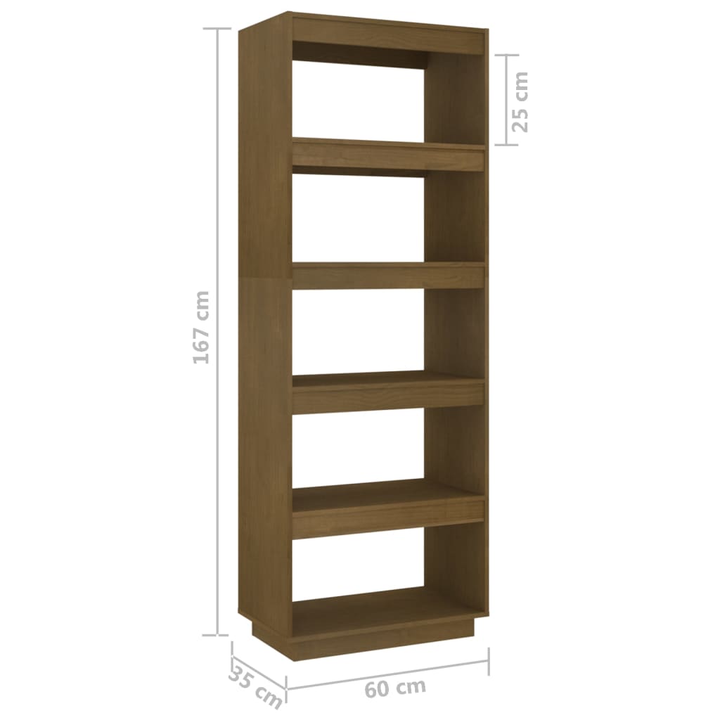 Boekenkast/Kamerscherm 60X35X167 Cm Grenenhout Honingbruin