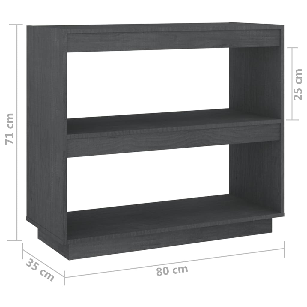 Boekenkast 80X35X71 Cm Massief Grenenhout Grijs