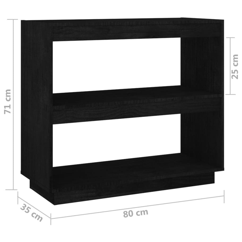 Boekenkast 80X35X71 Cm Massief Grenenhout Zwart