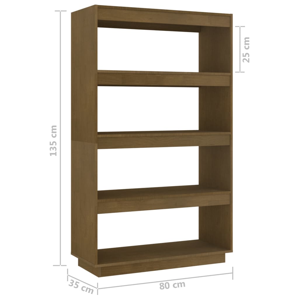 Boekenkast/Kamerscherm 80X35X135 Cm Grenenhout Honingbruin